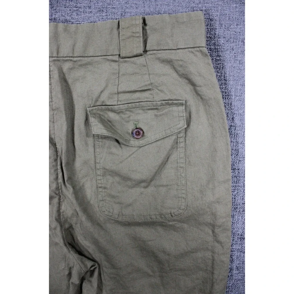 Banana Republic Womens Olive Green Linen Blend Utility Chino Pants Size 14